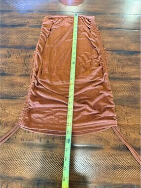 Beige Botany Side Ruched Bodycon Skirt - Rust, Size Small